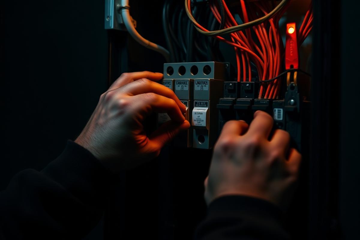Electrical contractor at work